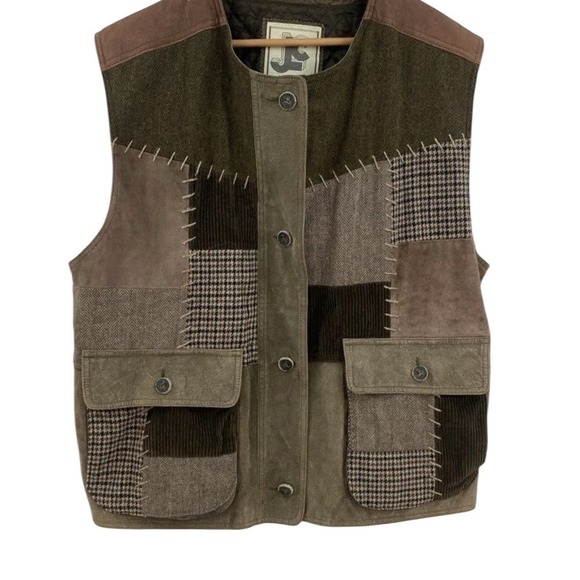 Other - JLC 🔥Patchwork 🤑Vest Leather Wool Corduroy Y2K Forest Fairy 90s Vintage Grunge